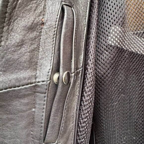 VINTAGE/RETRO BIKER JACKET BLACK/ORANGE ITALIAN LEATHER - HARD TO FIND - Picture 8 of 15